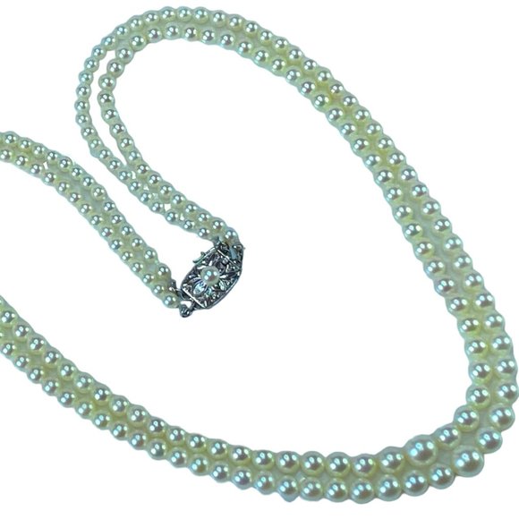 Mikimoto Cultured Akoya Pearls 3.5-7.2mm Double Strands necklace 28.2g 8" JR8190 - Picture 1 of 11